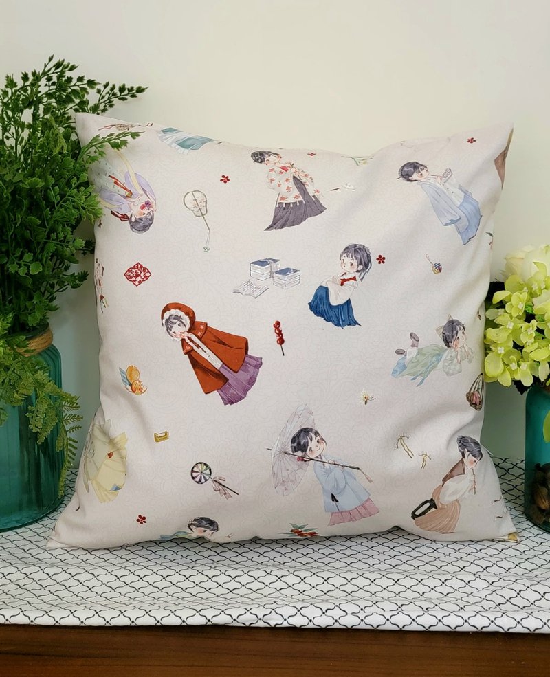 Cute costume girl apricot pattern pillow pillow - Pillows & Cushions - Cotton & Hemp 