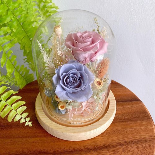 Yunyun Flore & Design 昀日植研所 YUNYUN【客製化色系】不凋花玻璃花盅 / 夜燈款