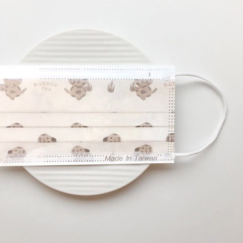 【無藏 X Dix2底迪】珍奶/成人醫療口罩/5入裝/10入盒/50入盒裝 - 口罩/口罩收納套 - 其他材質 卡其色
