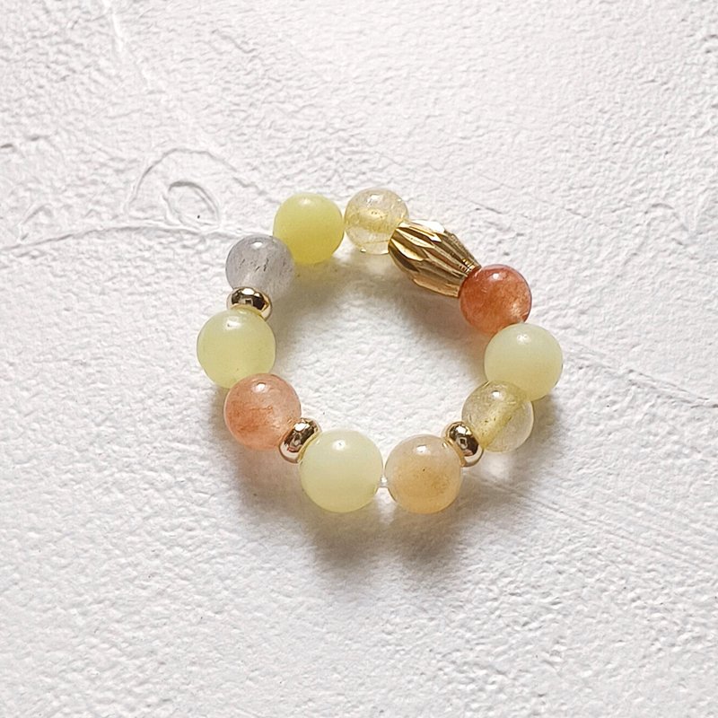 The price of gold is high and the natural crystal stone tail ring (gold jade, lemon jade, golden hair crystal) has positive thinking energy and removes negative energy. - General Rings - Crystal Orange