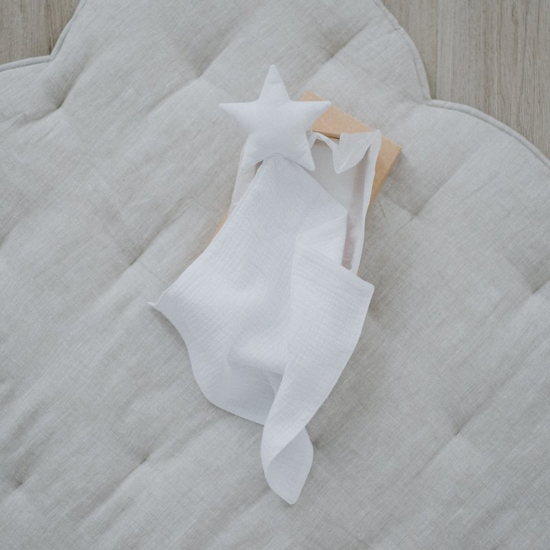 White Soft muslin baby lovie comforter blanket with the star - Bedding - Cotton & Hemp White