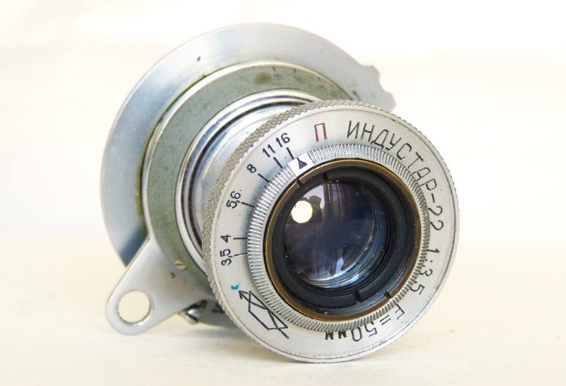 Industar-22 red P 3.5/50 USSR collapsible lens KMZ M39 mount - 相機/拍立得/底片相機 - 其他材質 銀色