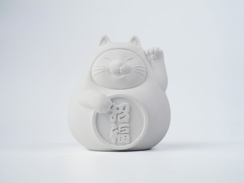 [The first choice for birthday gifts] Fatty Lucky Cat (Large) Pure White - Fragrances - Cement White