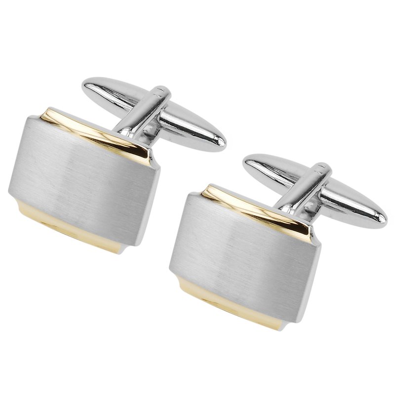 Brush Silver and Gold Edge Cufflinks - Cuff Links - Other Metals 