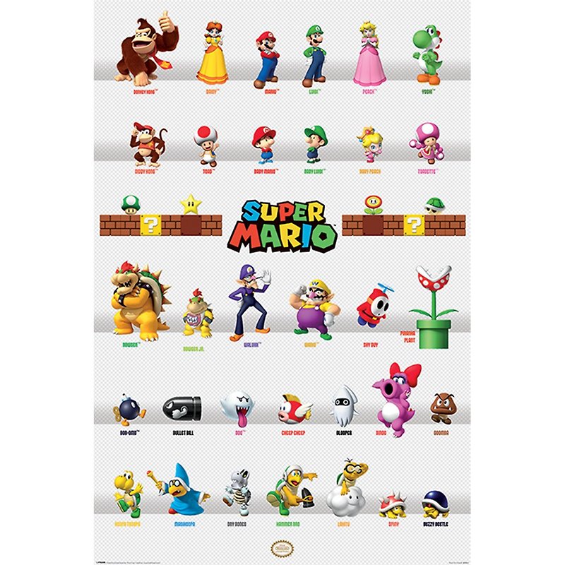 【Nintendo】Mario Character Book Poster - โปสเตอร์ - วัสดุอื่นๆ หลากหลายสี