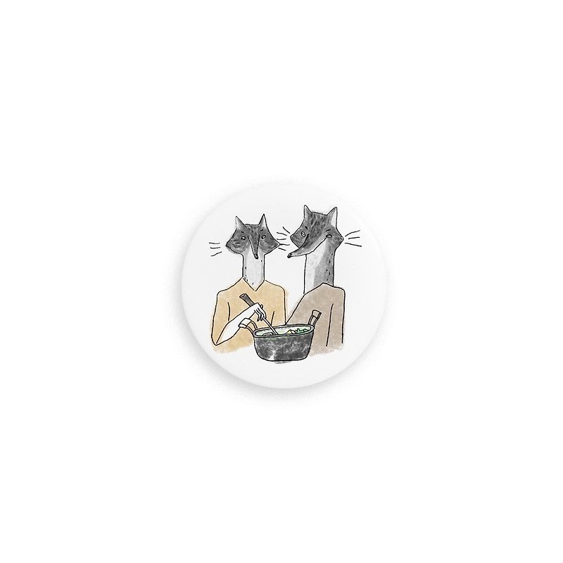 兩隻狐狸吃火鍋(5.8cm) - 襟章/徽章 - 其他金屬 咖啡色