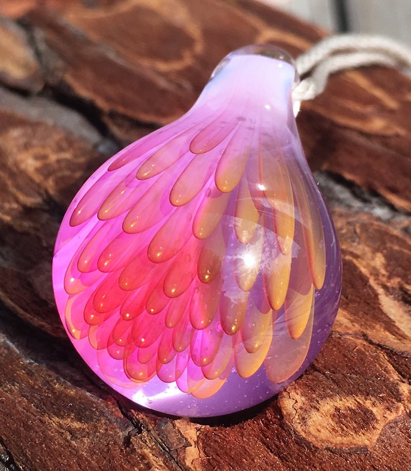 boroccus  Pink  The tear type  Thermal glass  Pendant. - Necklaces - Glass Pink