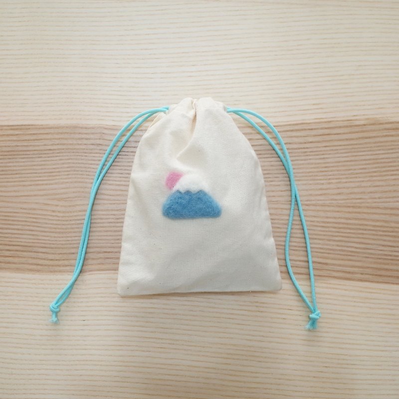 【Q-cute】 small bag series - Makarong sun Mount Fuji - Toiletry Bags & Pouches - Cotton & Hemp White