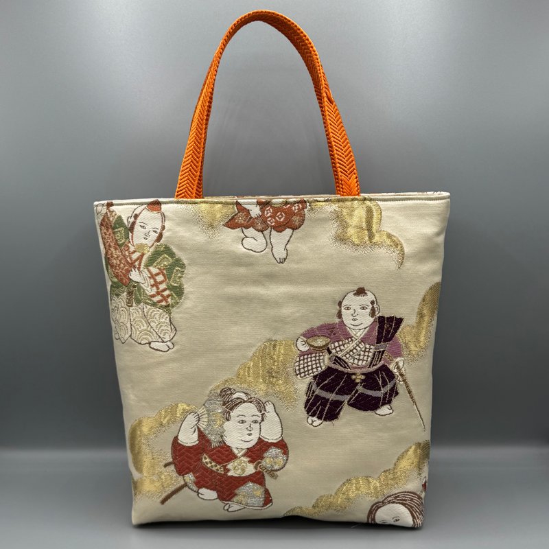 着物 帯 帯締め ハンドメイド トートバッグ リメイク 金 - 手提包/手提袋 - 絲．絹 金色