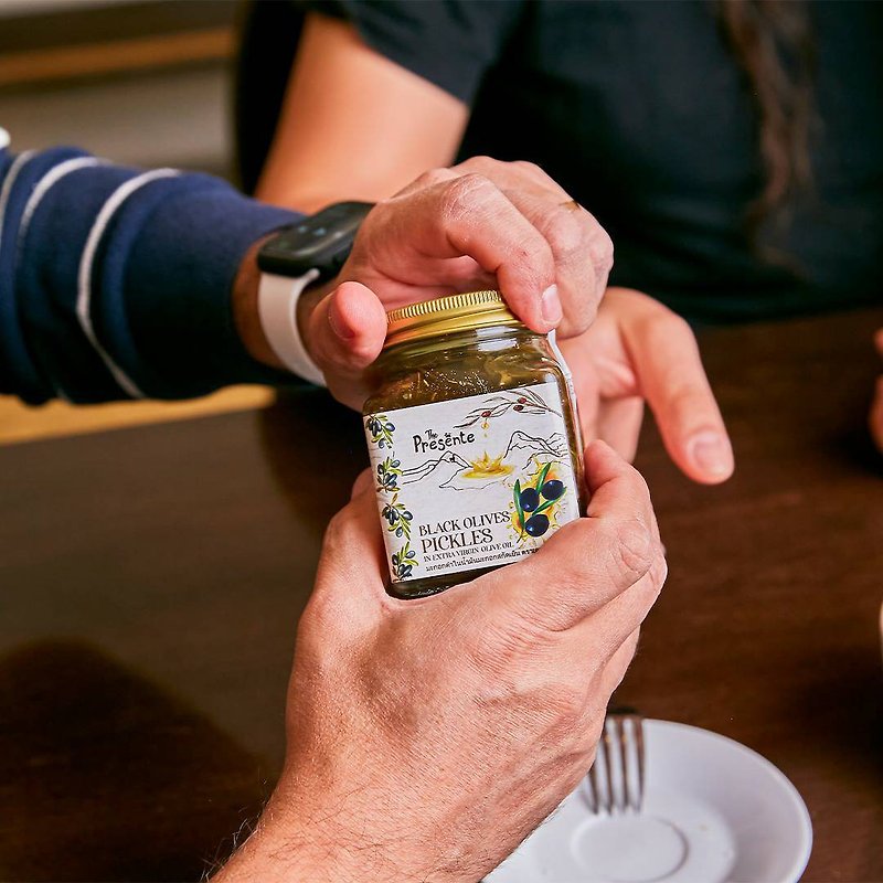 Premium black Olive Pickles in Extra Virgin Olive Oils - Health Foods - Glass Transparent