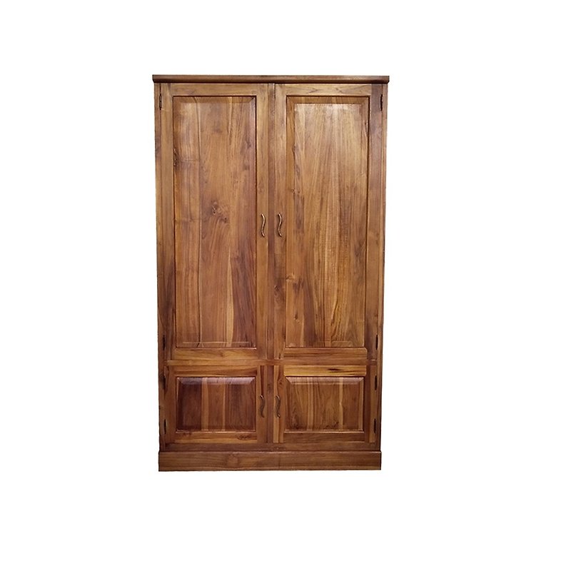 [Jidi City 100% Teak Furniture] RPBA014 Teak Retro Style Wardrobe Storage Cabinet Wardrobe - Wardrobes & Shoe Cabinets - Wood Brown