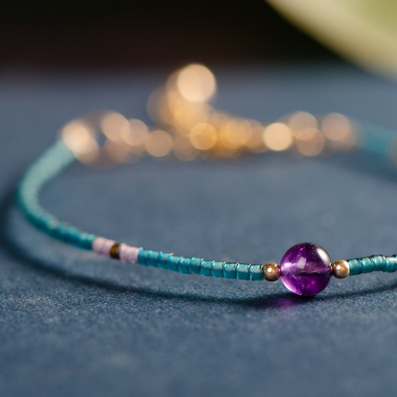 Amethyst, 14K Gold Filled Natural Gemstone Crystal Dainty Bracelet - Bracelets - Gemstone Purple