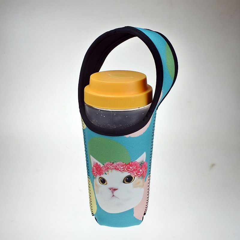 三貓小舖貓咪圖案環保飲料提袋 花冠貓  - 杯袋/飲料提袋 - 聚酯纖維 