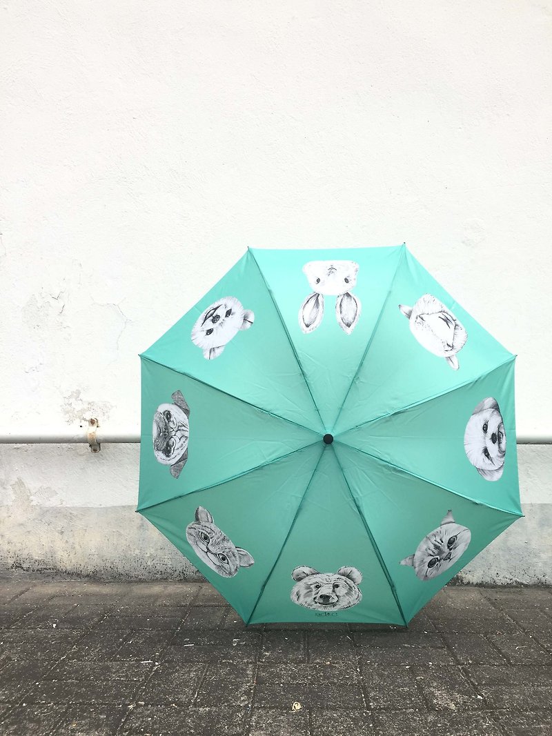 專屬訂單 - adc派對動物 手動 三折傘 雨傘(雜動物) - 雨傘/雨衣 - 防水材質 綠色