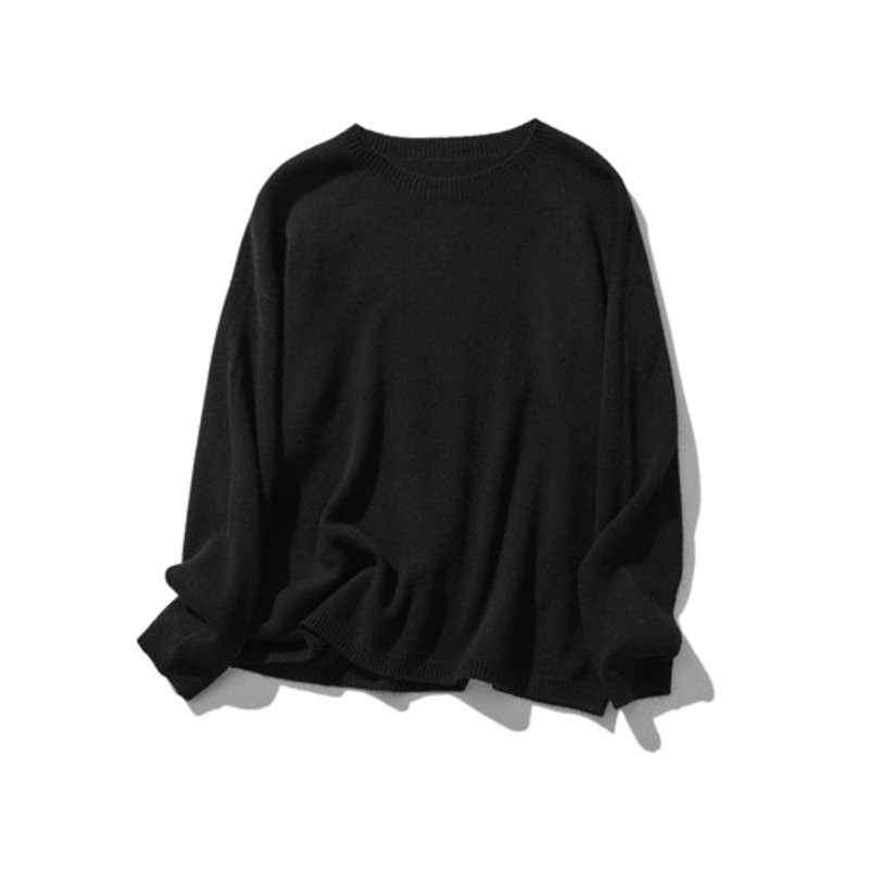 The most reliable simple design wool knit, 100% wool, black, 231110-3 - Women's Tops - Wool Black