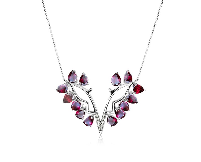 Butterfly birthstone necklace-Rhodolite garnet diamond pendant-Cluster teardrop