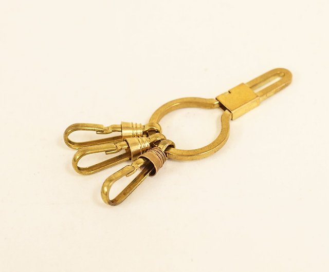 Brass key chain Lever Naskan key ring key case Yellow 铜 Made in Japan  JAK040 - Shop Leather Goods Shop Hallelujah Keychains - Pinkoi