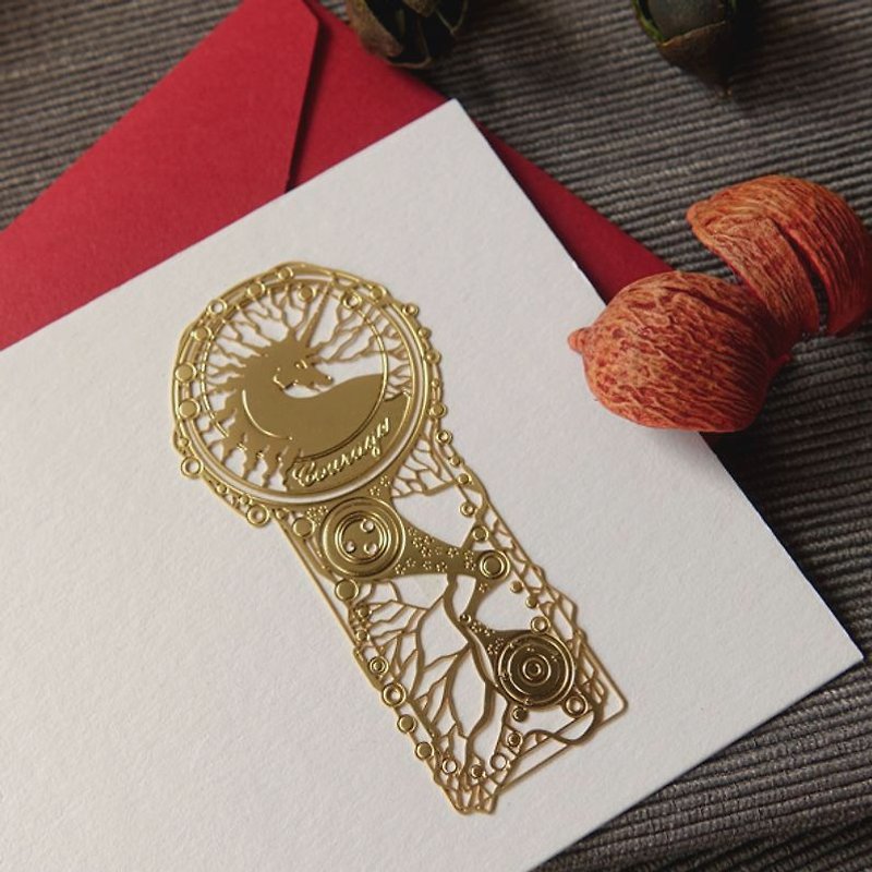 Courage Unicorn Bookmark Greeting Card-Gold