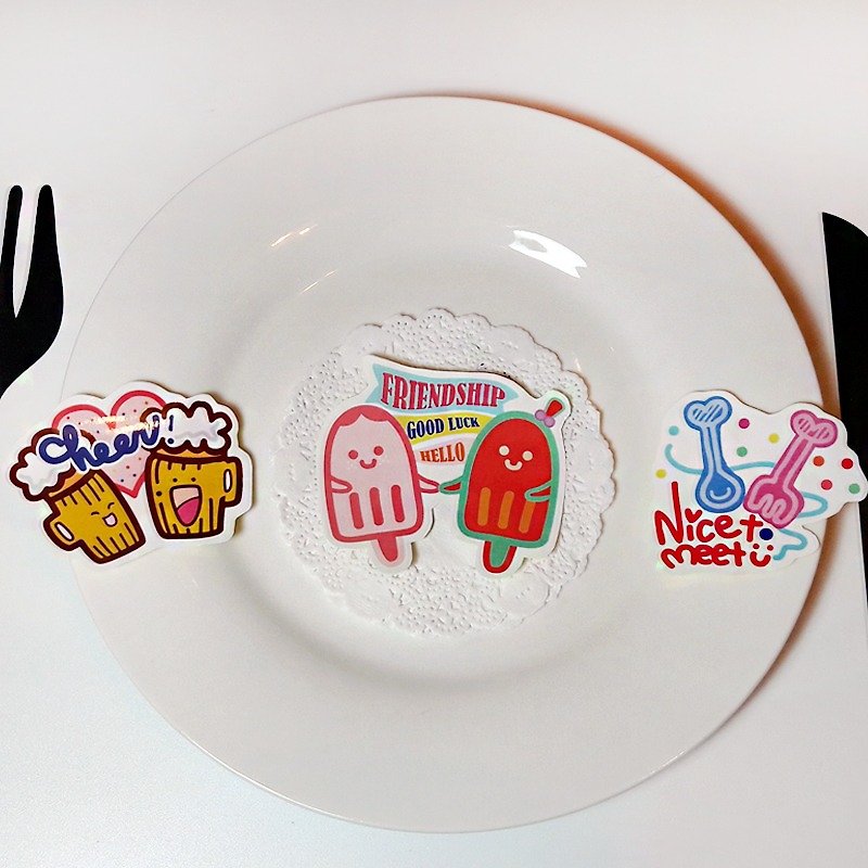 Long live the friendship, it's so good to have you QQ handmade stickers toast popsicle cute tableware - สติกเกอร์ - กระดาษ หลากหลายสี