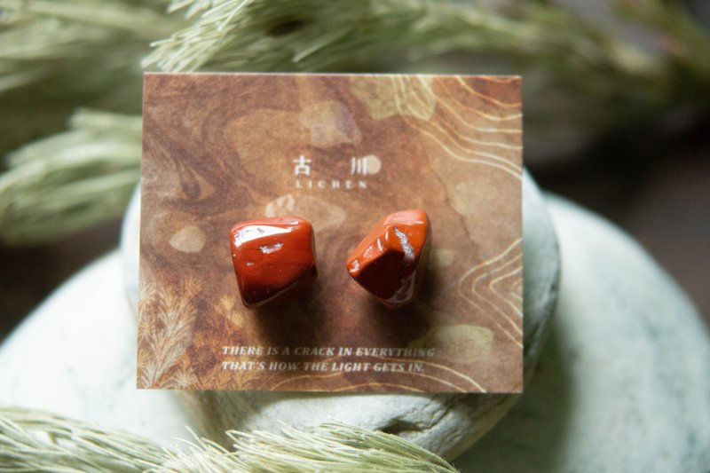CRACK | 礦物系耳環 |  EARRINGS - 耳環/耳夾/耳骨夾 - 玉石 紅色