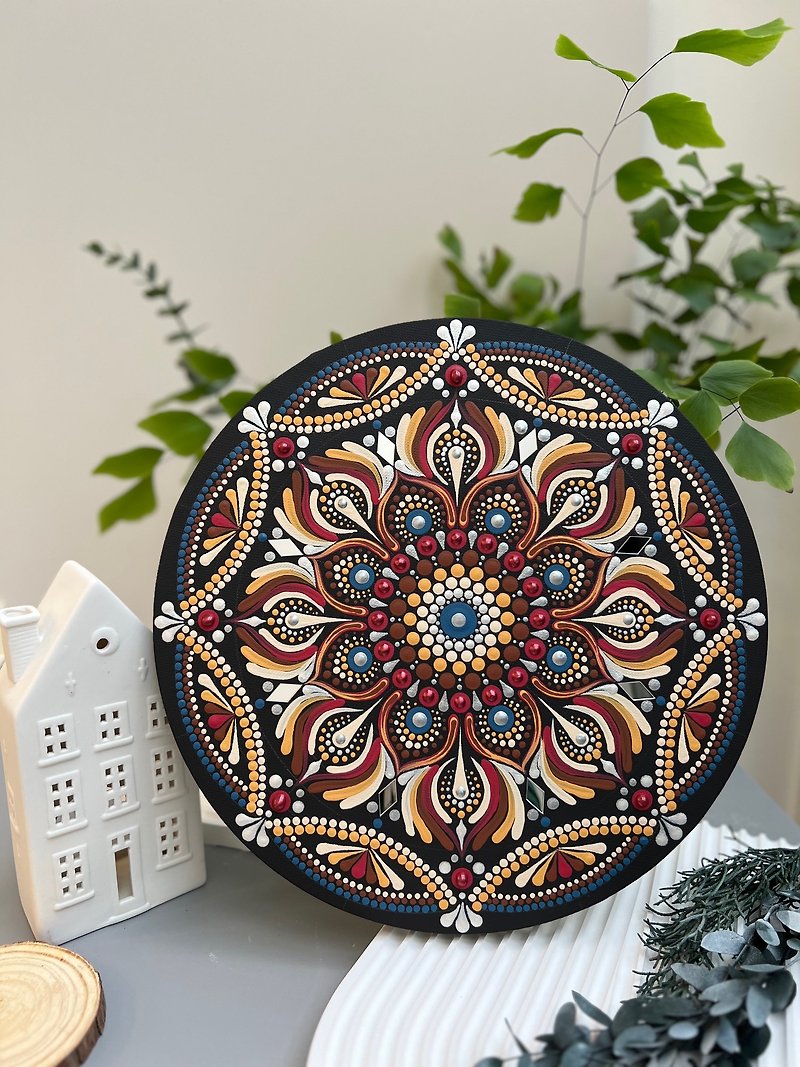 Mandala painting - Flower of Life - Picture Frames - Other Materials Red