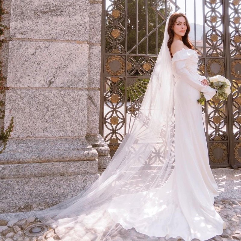 Basic soft-tulle 2.5 m veil (พร้อมส่ง) - 髮夾/髮圈 - 聚酯纖維 白色