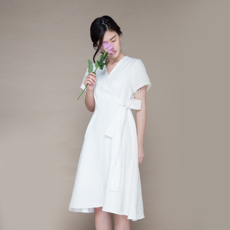 HOMEMADE PANCAKE DRESS (whipped cream) - 其他 - 棉．麻 白色