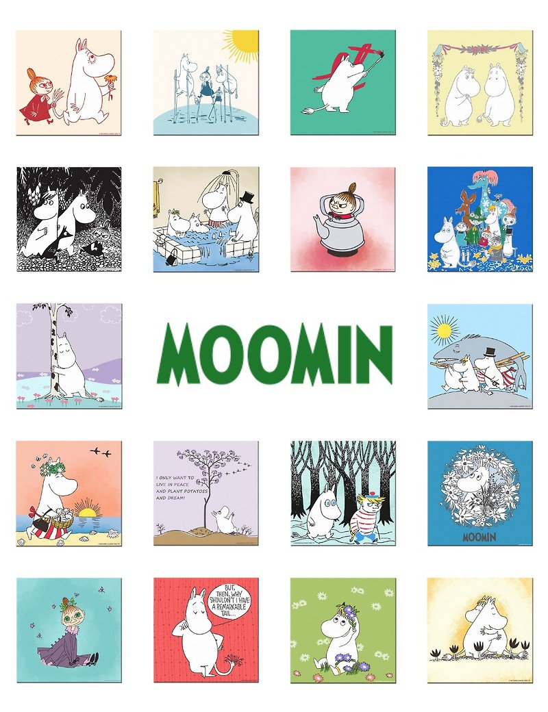 Moomin授權-無框畫 50*50cm ( 多款可選) - 壁貼/牆壁裝飾 - 棉．麻 藍色