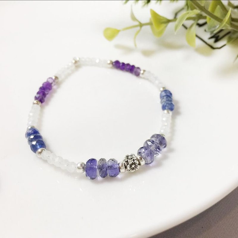 MH sterling silver natural stone custom series _ Elf Waltz _ 菫 青 石 - Bracelets - Semi-Precious Stones Purple