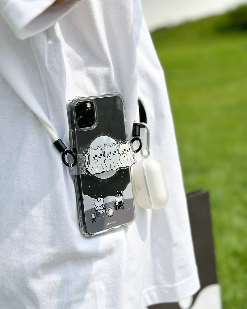 Soul meow mobile phone lanyard - Phone Cases - Acrylic White