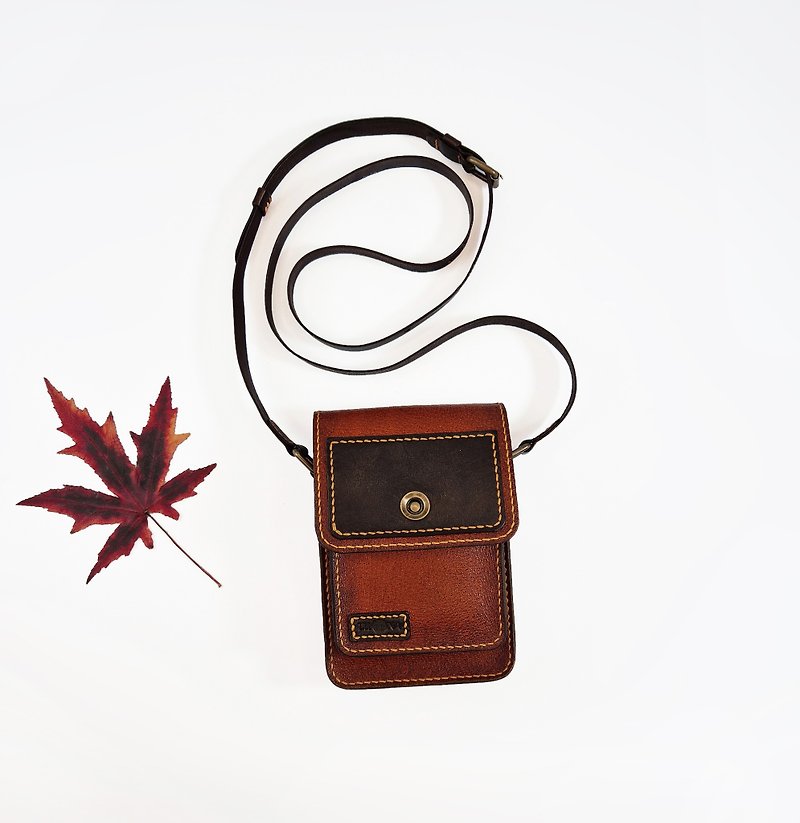 Leather Crossbody Phone Bag, Red Phone Pouch, Small Shoulder iPhone Purse, Gift - 其他 - 真皮 紅色