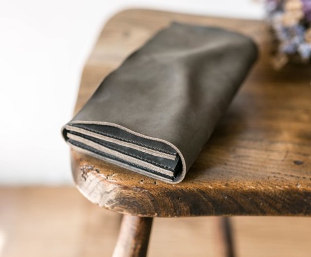 切落し本革長財布 / ヴィンテージ・グレー - ショップ Leather Brand +