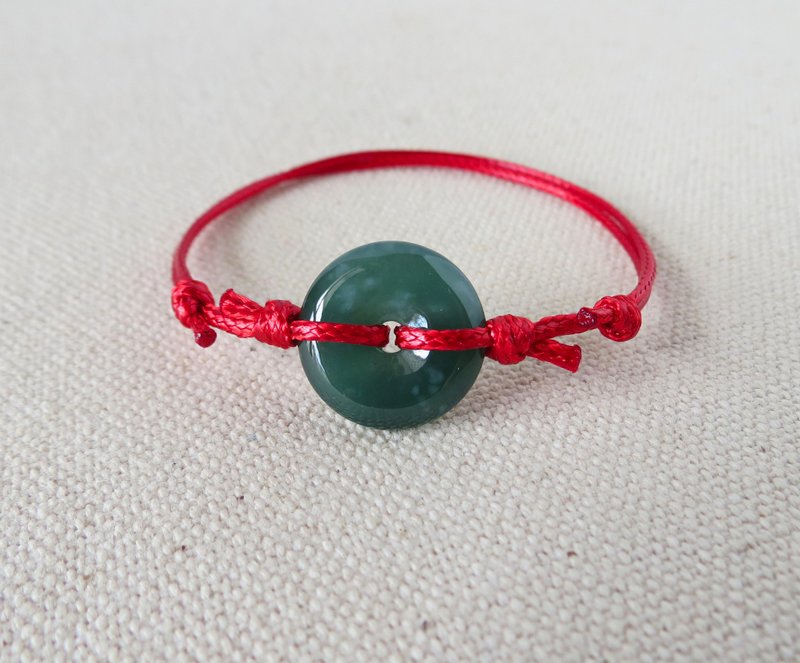 [Peace and good luck] Ping An Jade Korean Wax Thread Bracelet*AA07*Lucky and safe - สร้อยข้อมือ - เครื่องเพชรพลอย หลากหลายสี