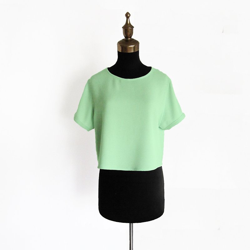 Summer, mint flavor macaron crop top - เสื้อผู้หญิง - เส้นใยสังเคราะห์ สีเขียว