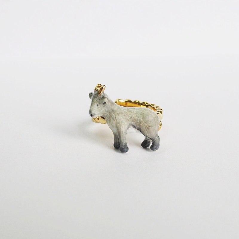 Goat Ring - Chinese Zodiac Ring -  Animal Ring- Zodiac jewel - อื่นๆ - โลหะ สีเทา