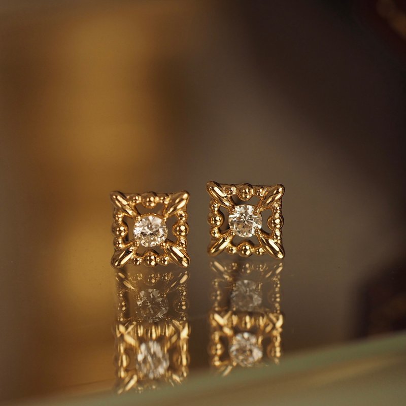 18K金璀璨奪目的鑽石耳環 18K Gold The Magnificent Diamond Ear - 耳環/耳夾/耳骨夾 - 貴金屬 