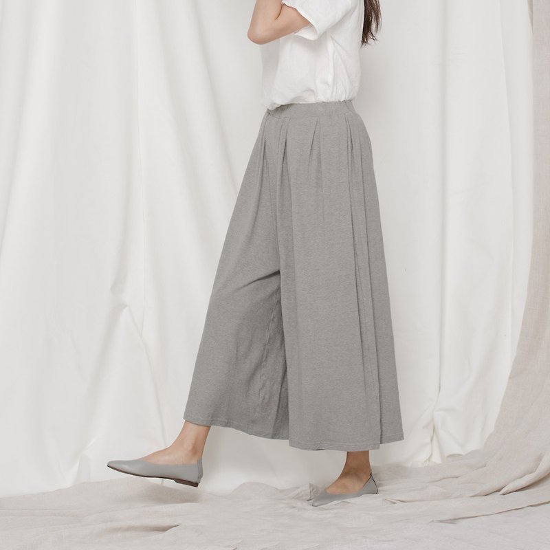 BUFU unisex soft hemp wide-leg pants P171105 - กางเกงขายาว - ผ้าฝ้าย/ผ้าลินิน สีเทา