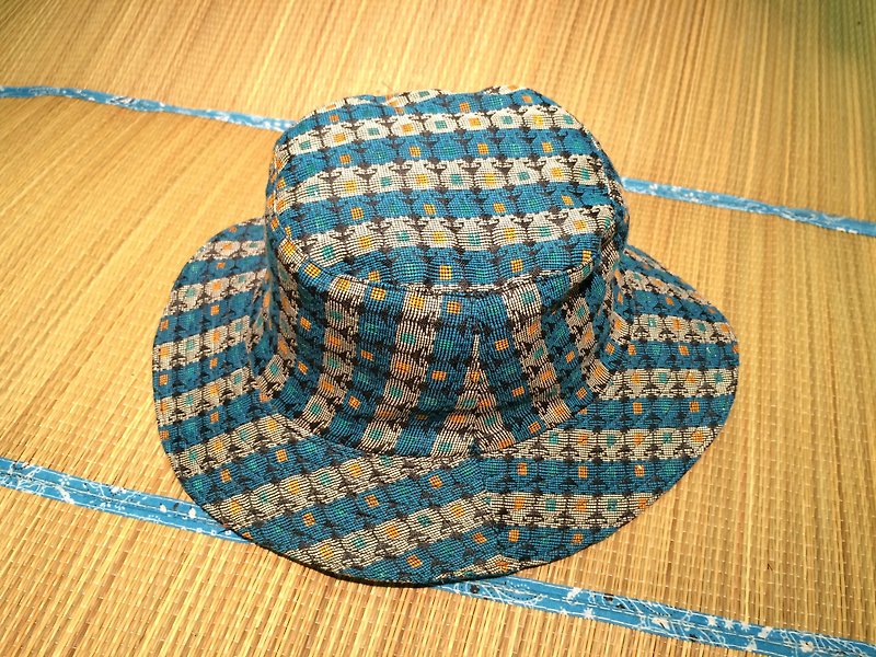 EARTH.er  │傳統尼泊爾布製登山闊邊帽 #13 ● Traditional Dhaka Hiking Bonnie Hat #13│ :: 香港原創設計品牌 :: - 帽子 - 其他材質 藍色
