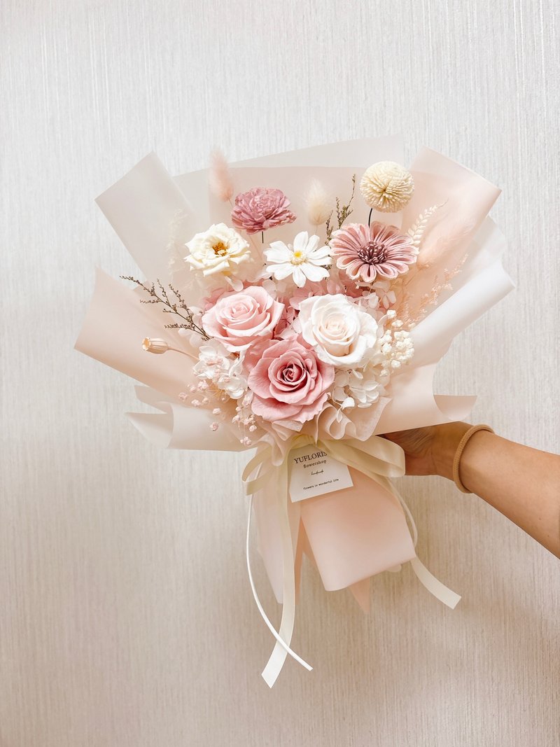 【永生花束】天使粉彩花束-七夕 情人節 生日 乾燥花 - 乾燥花/永生花 - 植物．花 多色
