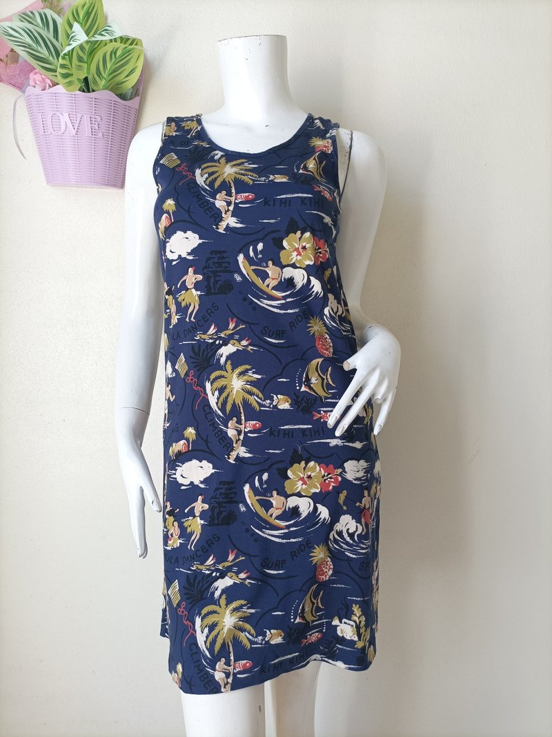 Vintage Hawaii Dress/ Summer Cotton Dress/ Size M - 洋裝/連身裙 - 棉．麻 