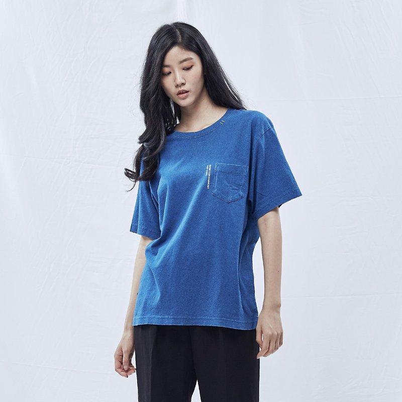 DYCTEAM - Indigo Pocket Tee (Blue) - Unisex Hoodies & T-Shirts - Cotton & Hemp Blue