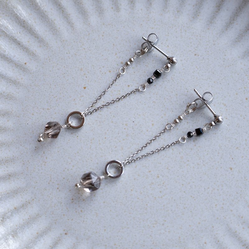 Donglei/earrings/-citrine pendant 2ways earrings earrings Stainless Steel - Earrings & Clip-ons - Crystal Black