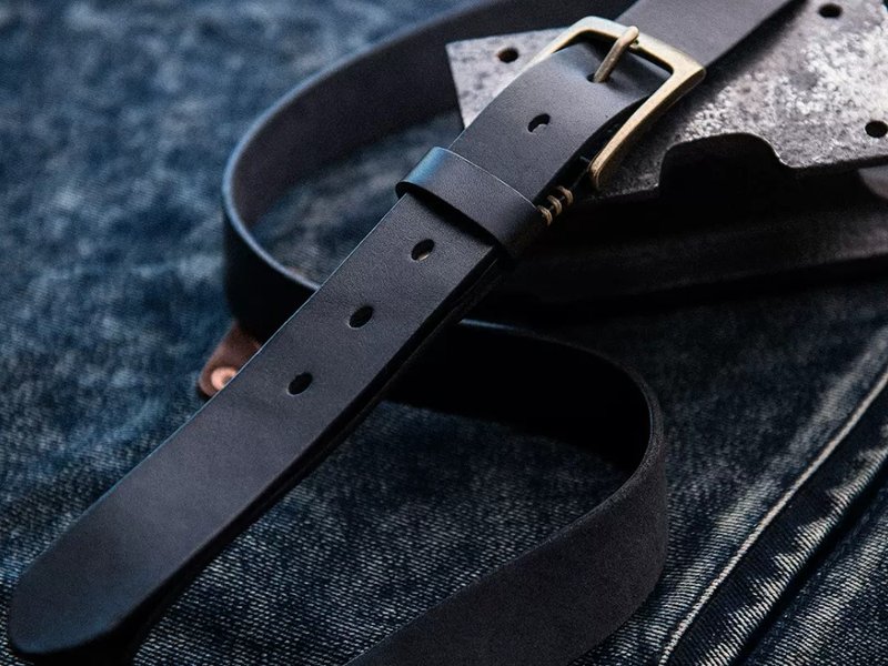 Handmade Genuine Leather Copper Buckle Man's Belt Cowhide Jeans Soft Belt - เข็มขัด - หนังแท้ สีดำ