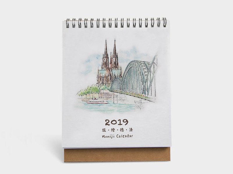 Goody Bag - 2019 hand-painted German postcard table calendar + hand-painted Tokyo postcard set - ปฏิทิน - กระดาษ 