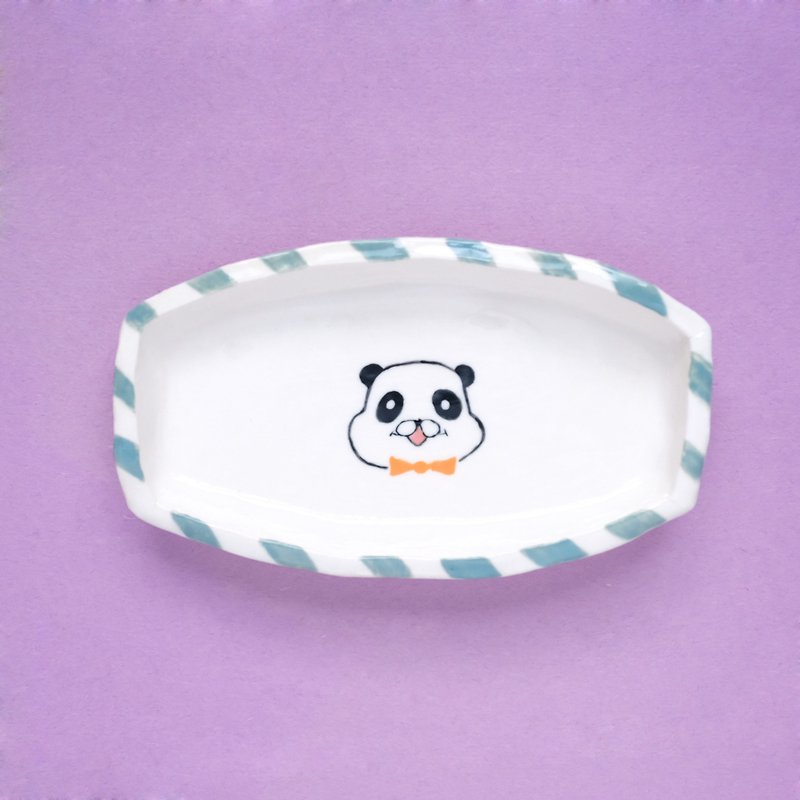 panda shallow dish - เซรามิก - ดินเผา สีเขียว