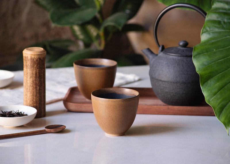 TOMMA. Desert Glaze (Set of 2) *Limited Edition | 170 ml. Special Pottery Teacup - Cups - Clay Brown