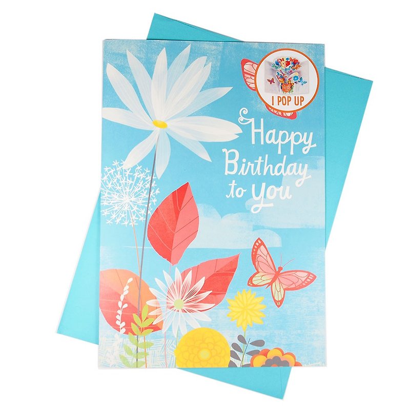 Oversized sheet - three-dimensional colorful butterflies flying [Hallmark-three-dimensional card birthday wishes] - Cards & Postcards - Paper Multicolor