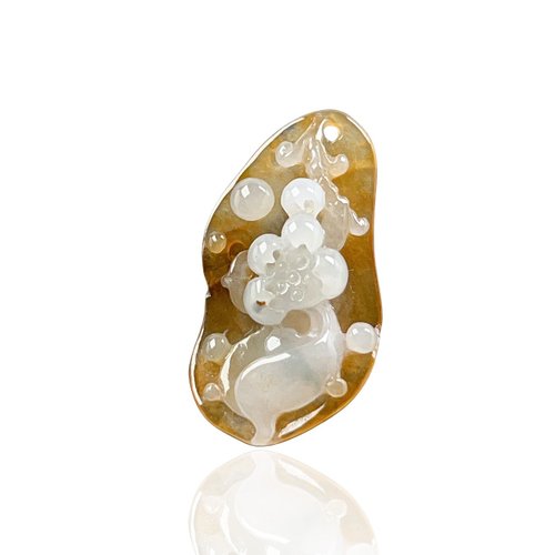 瓔珞珠寶盒 E.L.Jewelry Box 冰種黃翡白肉翡翠巧雕蓮花項鍊 | 天然緬甸玉A貨翡翠 | 送禮