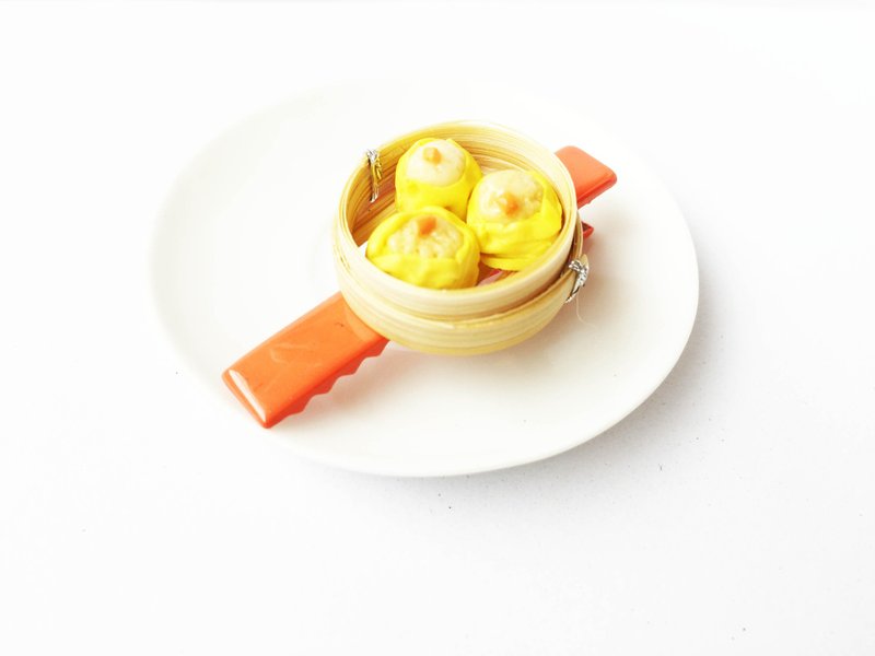 Dumpling hair clip, orange - 髮夾/髮圈 - 黏土 橘色