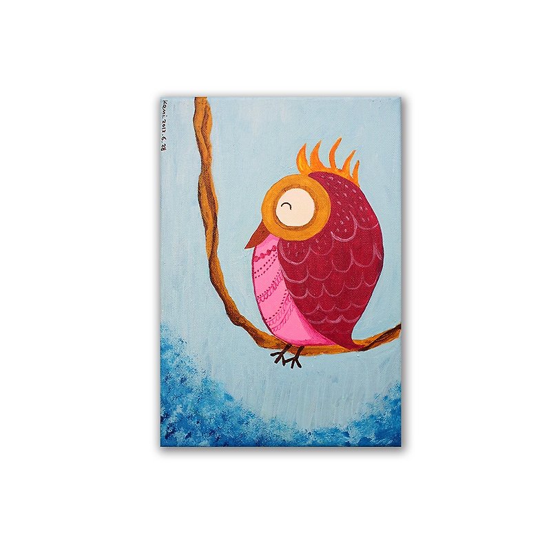 Original painting∣ Prodigal Owl/Great opening gift - กรอบรูป - วัสดุอื่นๆ หลากหลายสี